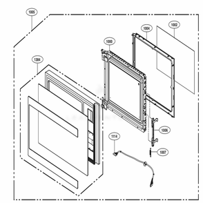 Door Parts Diagram and Parts List for LMC1575SW CW1ELNA LG Microwave