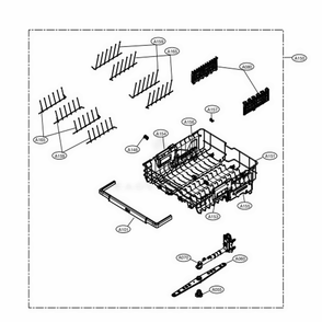 Upper Rack Assembly Diagram and Parts List for LDP7708ST ASTESNA LG Dishwasher