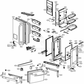 Door Parts Diagram and Parts List for LFXS30796D ASBCNA1 LG Refrigerator