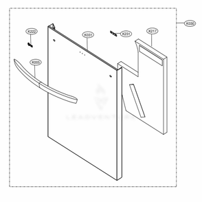 Front Cover Assembly Diagram and Parts List for LDT7797ST ASTEEUS LG Dishwasher