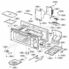 Interior Parts 1 Diagram and Parts List for 80869 AB2ESEA LG Range