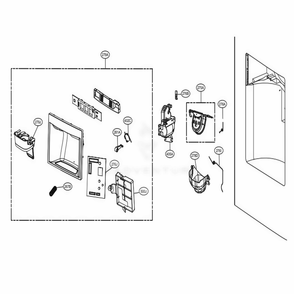 Dispenser Parts Diagram and Parts List for 74042 ASWCSE0 LG Refrigerator