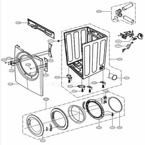 Cabinet And Door Assembly Diagram and Parts List for 91272 ABWESEU LG Washer Dryer Combo