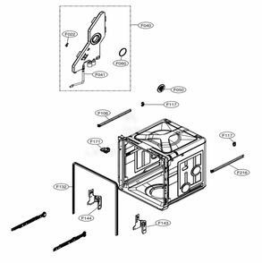 Tub Assembly Diagram and Parts List for LUDP8908SN ASTEEUS LG Dishwasher