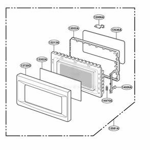Door Parts Diagram and Parts List for JES1351PWD AM2EGEU LG Range