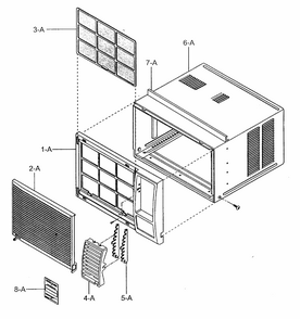 Cabinet Parts Diagram and Parts List for 58071082100  Kenmore Air Conditioner