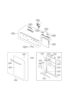Door Assembly Parts Diagram and Parts List for LDF8874ST 00 LG Dishwasher