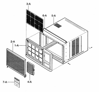 Cabinet/front Grille Assy Diagram and Parts List for 58072184200  Kenmore Air Conditioner