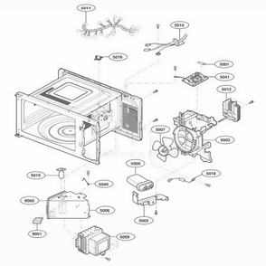 Interior Parts Diagram and Parts List for 66993 CS6ESEA LG Wall Oven