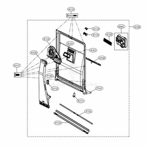 Door Liner Assembly Diagram and Parts List for LSDF9963ST ASTEEUS LG Dishwasher