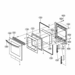 Lower Door Parts Diagram and Parts List for LWD3063ST ASTLLGA LG Wall Oven