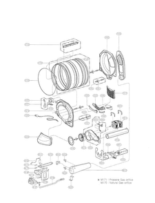 Drum & Motor Diagram and Parts List for DLG5988WM  LG Dryer