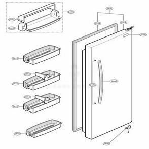 Refrigerator Door Part Diagram and Parts List for LSC27931SW ASW1LGA LG Refrigerator