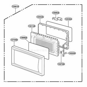 Door Parts Diagram and Parts List for MS105YG KM1EGSC LG Range