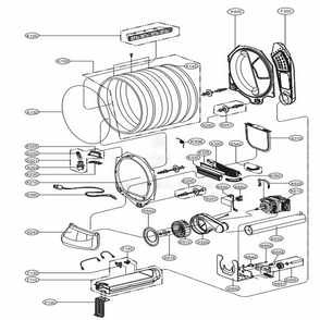 Drum And Motor Assembly Diagram and Parts List for DLE4901W ABWEEUS LG Dryer