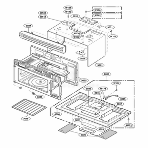 Oven Cavity Parts Diagram and Parts List for 80802 AWHESEA LG Microwave