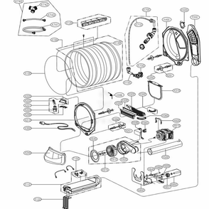 Drum And Motor Assembly Diagram and Parts List for DLEY1701W ABWEEUS LG Dryer