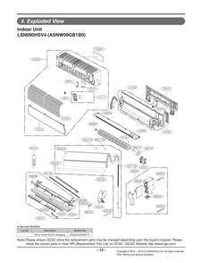 Indoor Unit Diagram and Parts List for ASNW09GB1B0 AWHBEUS LG Air Conditioner