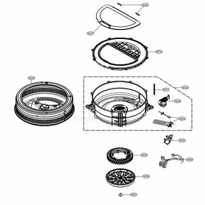 Tub Assembly Diagram and Parts List for WD100CV ASSEEUS LG Washer