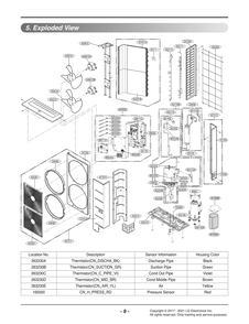 Diagram 1 Diagram and Parts List for A5UW36GFH0 AWGBEUS LG Air Conditioner