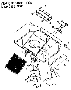 Range Hood Model 233.5138911 Diagram and Parts List for 2335138911  Kenmore Range Hood