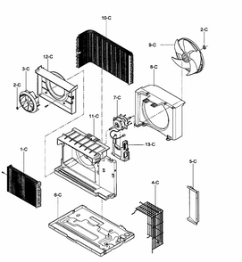 Air Handling/cycle Parts Diagram and Parts List for 58076105700  Kenmore Air Conditioner