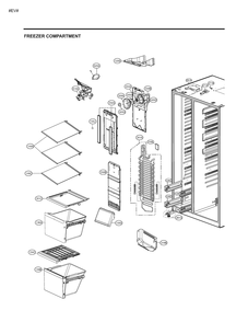Freezer Compartment Diagram and Parts List for GM-J227NKYM ASBCSE2 LG Refrigerator