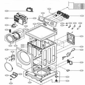 Cabinet And Control Panel Assembly Diagram and Parts List for 40272 ABWESEU LG Washer