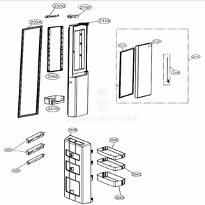 Refrigerator Door Part Diagram and Parts List for LRSPS2706V APZCNA1 LG Refrigerator