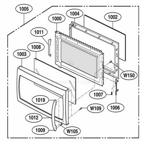 Door Parts Diagram and Parts List for MMV4205AAQ AB6EMTG LG Microwave