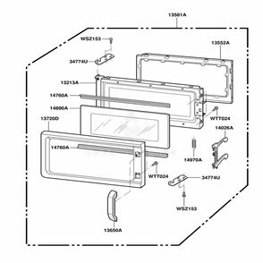Door Parts Diagram and Parts List for JMV9118AAW AWHEJEN LG Range
