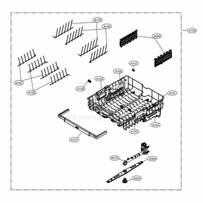 Upper Rack Assembly Diagram and Parts List for LSDF9963ST ASTEEUS LG Dishwasher