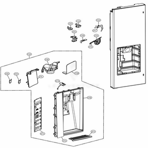 Dispenser Parts Diagram and Parts List for LFXS30726W ASWCNA0 LG Refrigerator