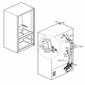 Valve And Water Tube Parts Diagram and Parts List for LFX25973SB AWBCNA5 LG Refrigerator