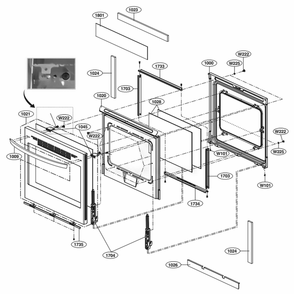 Door Parts Diagram and Parts List for LRE3194ST FS1LLGA LG Range