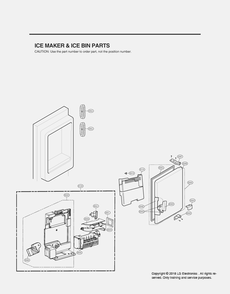 Ice Maker And Ice Bin Parts Diagram and Parts List for GR-L318LQUM ASWCSE0 LG Refrigerator