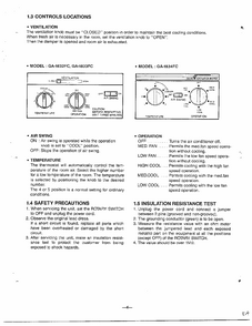 Controls/precautions/resistance Test Diagram and Parts List for GA-1834FC  LG Air Conditioner