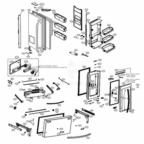 Door Parts Diagram and Parts List for LMXC23796D ASBCNA1 LG Refrigerator