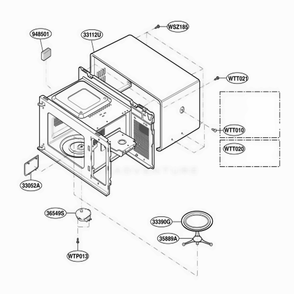 Oven Cavity Parts Diagram and Parts List for JES735WH CW3EGEU LG Range