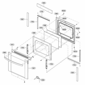 Door Parts Diagram and Parts List for LRE5602SS FSTLLCA LG Range