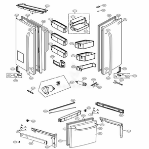 Door Parts Diagram and Parts List for 74042 ASWCSE0 LG Refrigerator