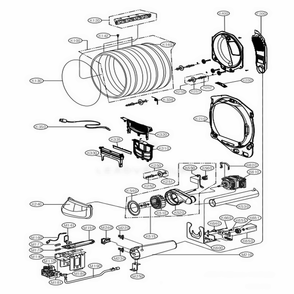 Drum And Motor Assembly: Gas Type Diagram and Parts List for DLG7101W ABWEEUS LG Dryer