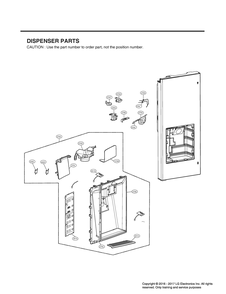 Dispenser Parts Diagram and Parts List for GR-L24GHSJM ASTCNA3 LG Refrigerator