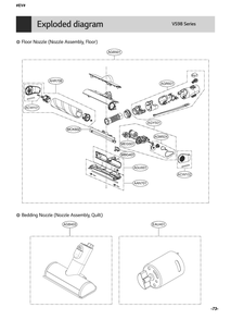 Nozzle Assembly, Floor Diagram and Parts List for VS9813CBWH AVWELGA LG Canister Vacuum