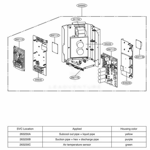 Control Box Diagram and Parts List for ARUB060GSS4 EWGBLUS LG Air Conditioner