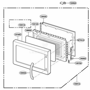 Door Parts Diagram and Parts List for JMC9158AAW AW1EJEN LG Wall Oven