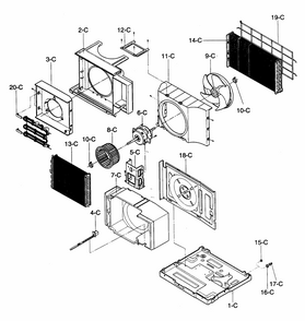 Air Handling/cycle Parts Diagram and Parts List for 58072077200  Kenmore Air Conditioner