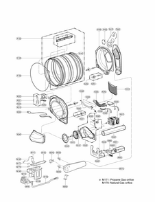 Drum And Motor Parts Diagram and Parts List for 79691372210  Kenmore Dryer