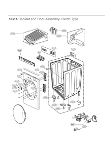 Cabinet And Door Assembly Diagram and Parts List for DLEX6700B ABLEEUS LG Dryer