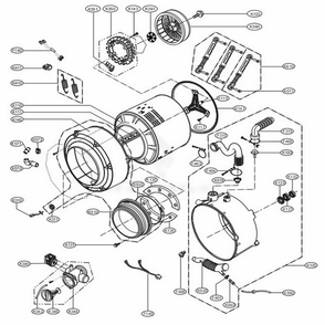 Drum And Tub Assembly Diagram and Parts List for GCW1069QD ABWEELC LG Washer
